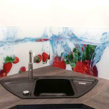 Fliesenspiegel Waschbecken Digitaldruck Erdbeeren